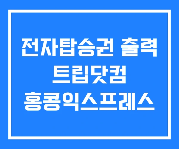 전자탑승권 출력 트립닷컴 홍콩익스프레스