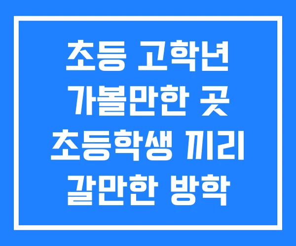 초등 고학년 가볼만한 곳 초등학생 끼리 갈만한 방학 초등 고학년 가볼만한 곳 초등학생 끼리 갈만한 방학