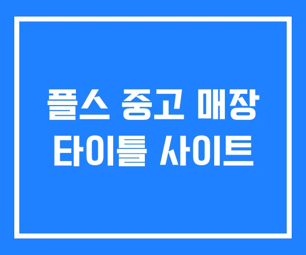 플스 중고 매장 타이틀 사이트